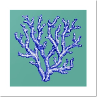 Blue and white sea coral Posters and Art